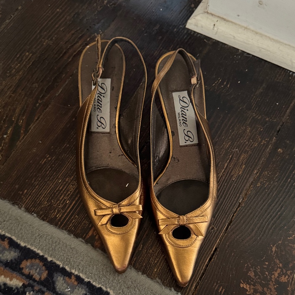 Gold Bow Slingback Heels